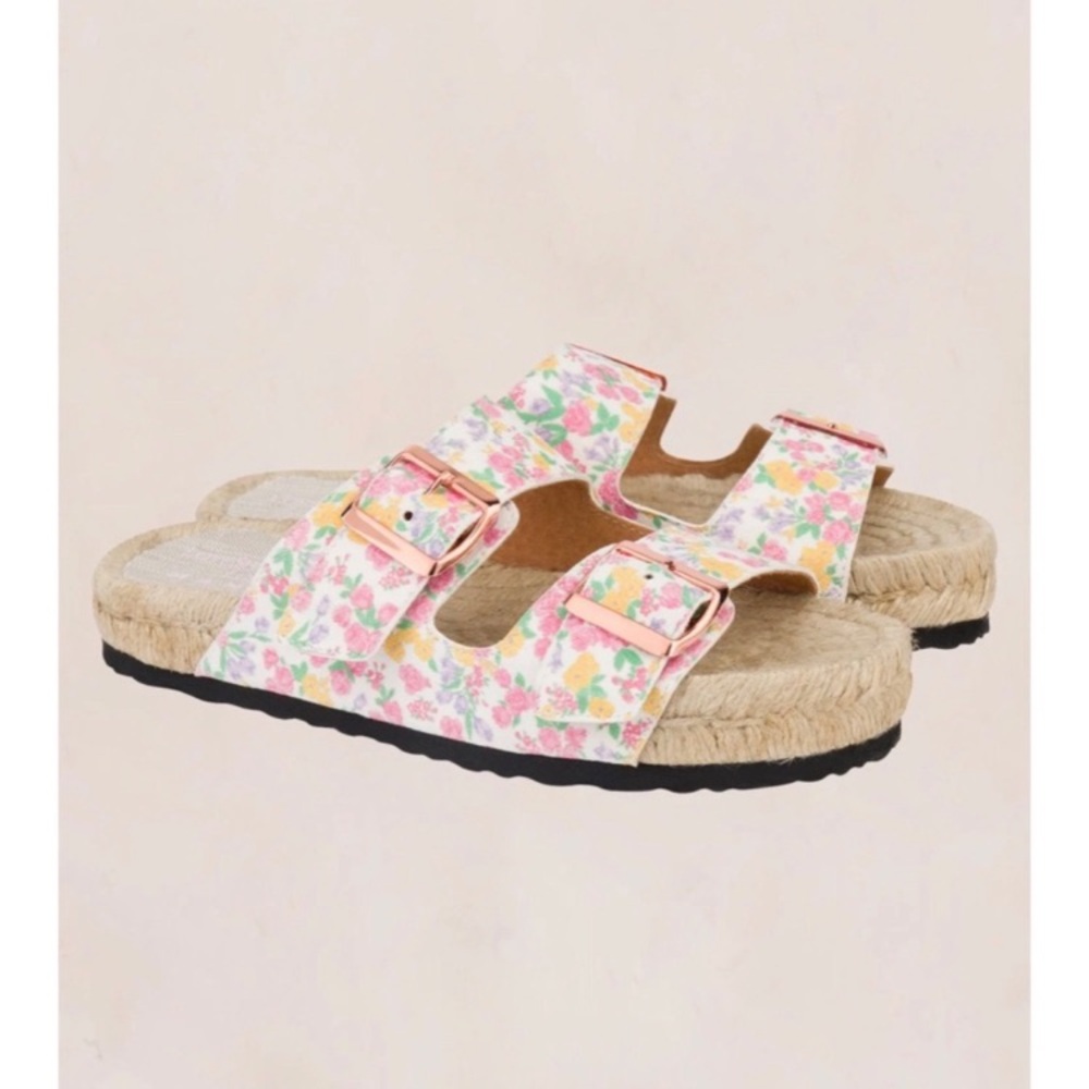 Manebi x LoveShackFancy Floral Slide Sandals in Fruity Punch - Picture 6 of 13